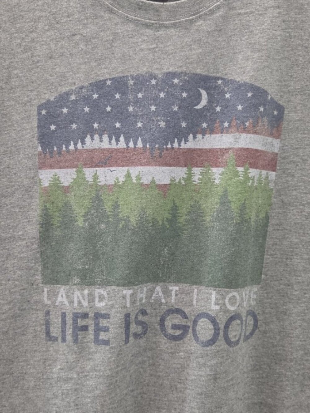 Life is Good Patriotic Gray Short Sleeve Crusher T-Shirt Plus size XXL - Picture 2 of 6